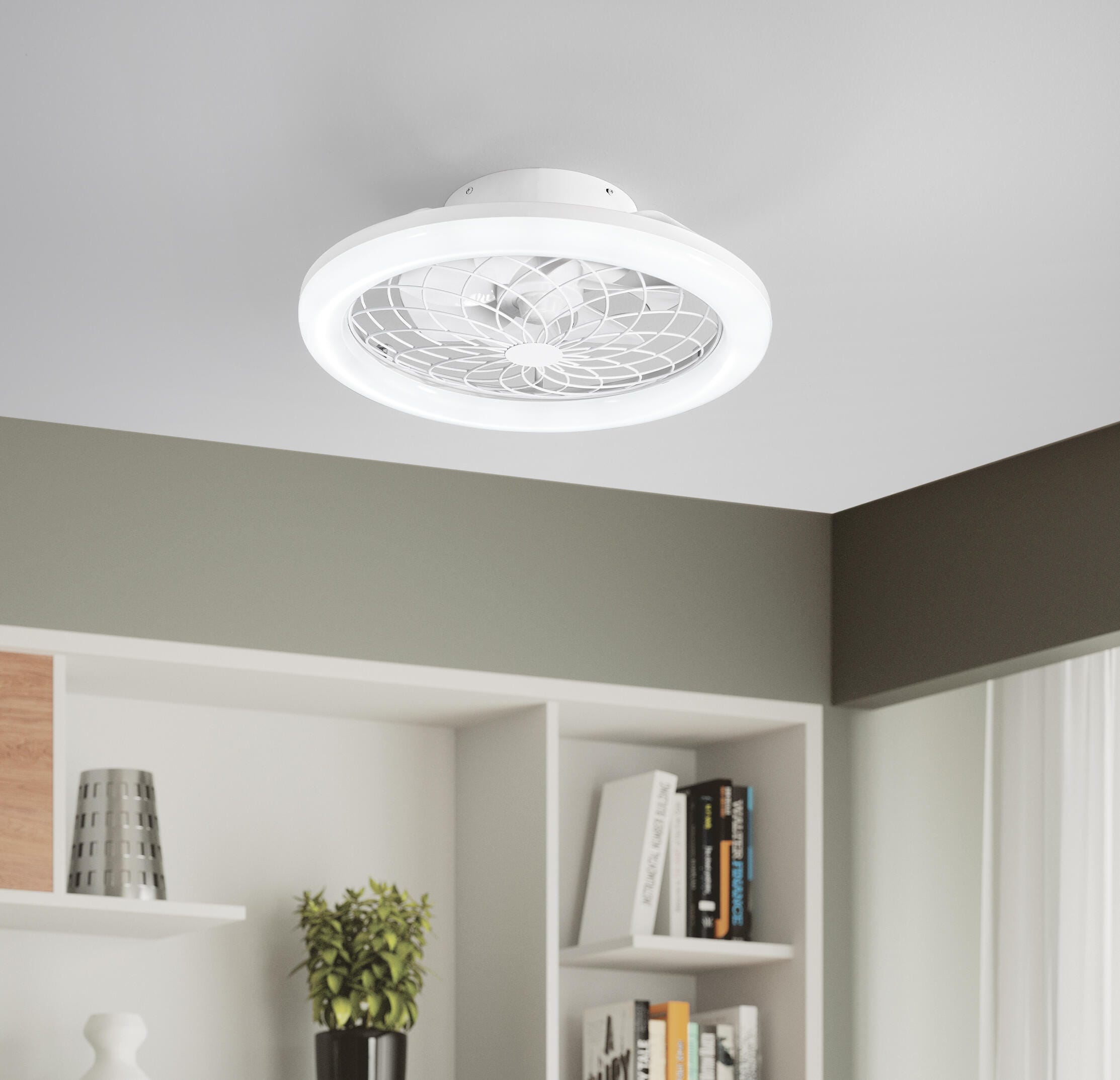 Ventilatore da soffitto con pale con luce inclusa Etesia, bianco, D. 49 cm,  3300 LM, luce bianco, INTEC
