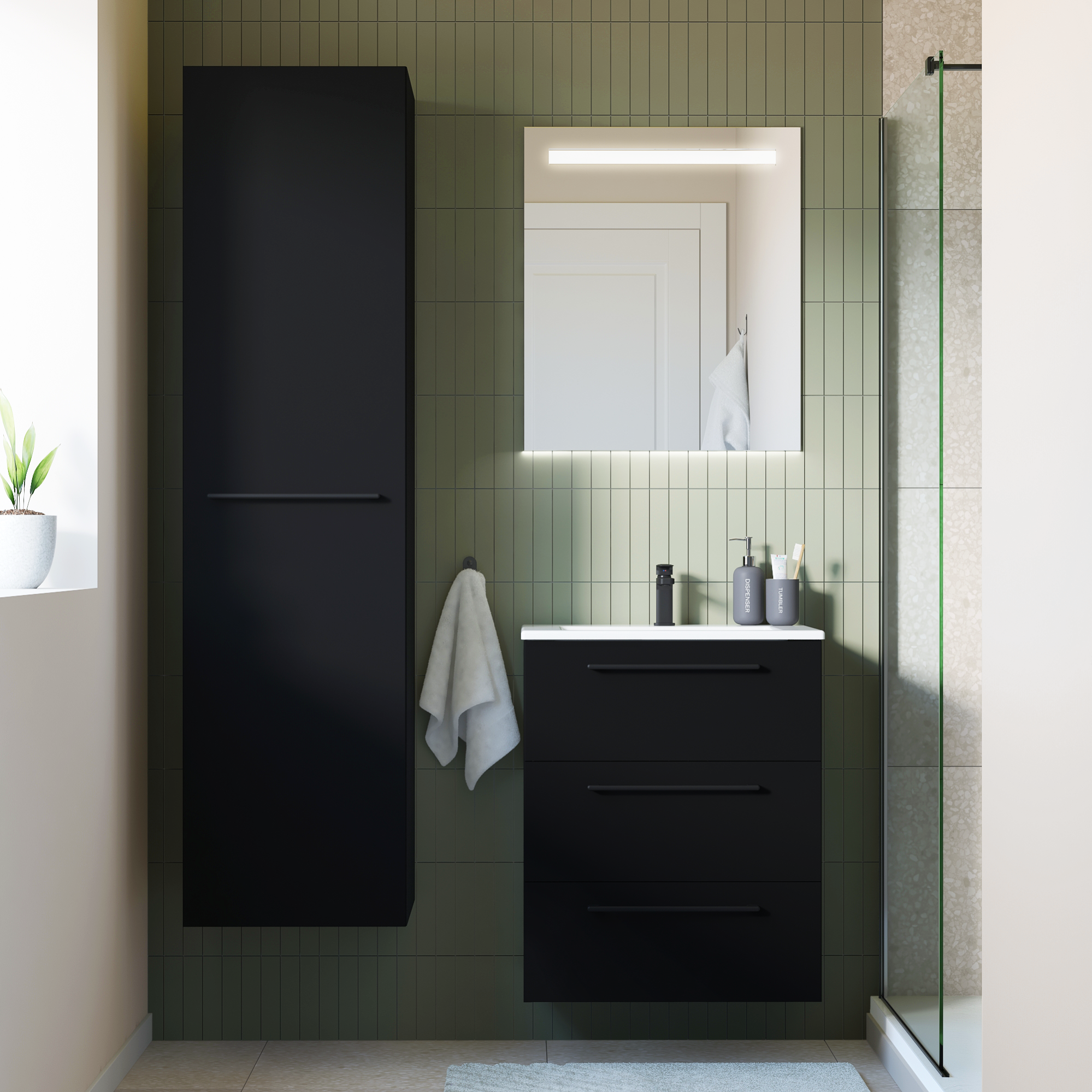 KOI-PA60 N Lampada Da Parete O Soffitto In Vetro Rifiniture Nero Opaco Led Integrato 23w Dimmerabile Sdd 2800   5000k Diametro 60cm