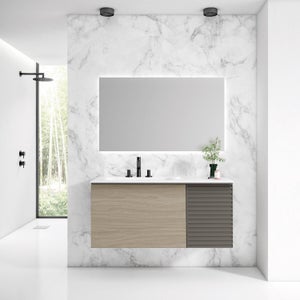 011255 - Mobile bagno MIXI H a 3 moduli cassetto top con lavabo e specchio  LED 