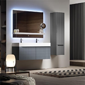 Set Mobile Lavabo Specchio LED Arredo Bagno Moderno Componibile Miami90  CERAMICHEMIRANDA