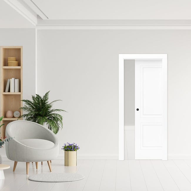 Porta Interna Reversibile Bianca Liscia - 210x80 Cm, Made In Italy Con Telaio Incluso - Foto 2