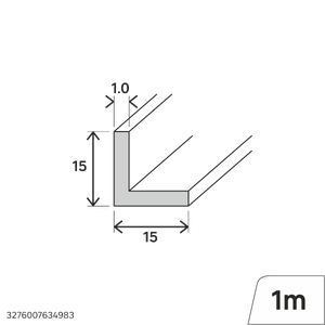 Profilo angolare in ottone 3x3 mm, 1m lungo Spessore materiale 0