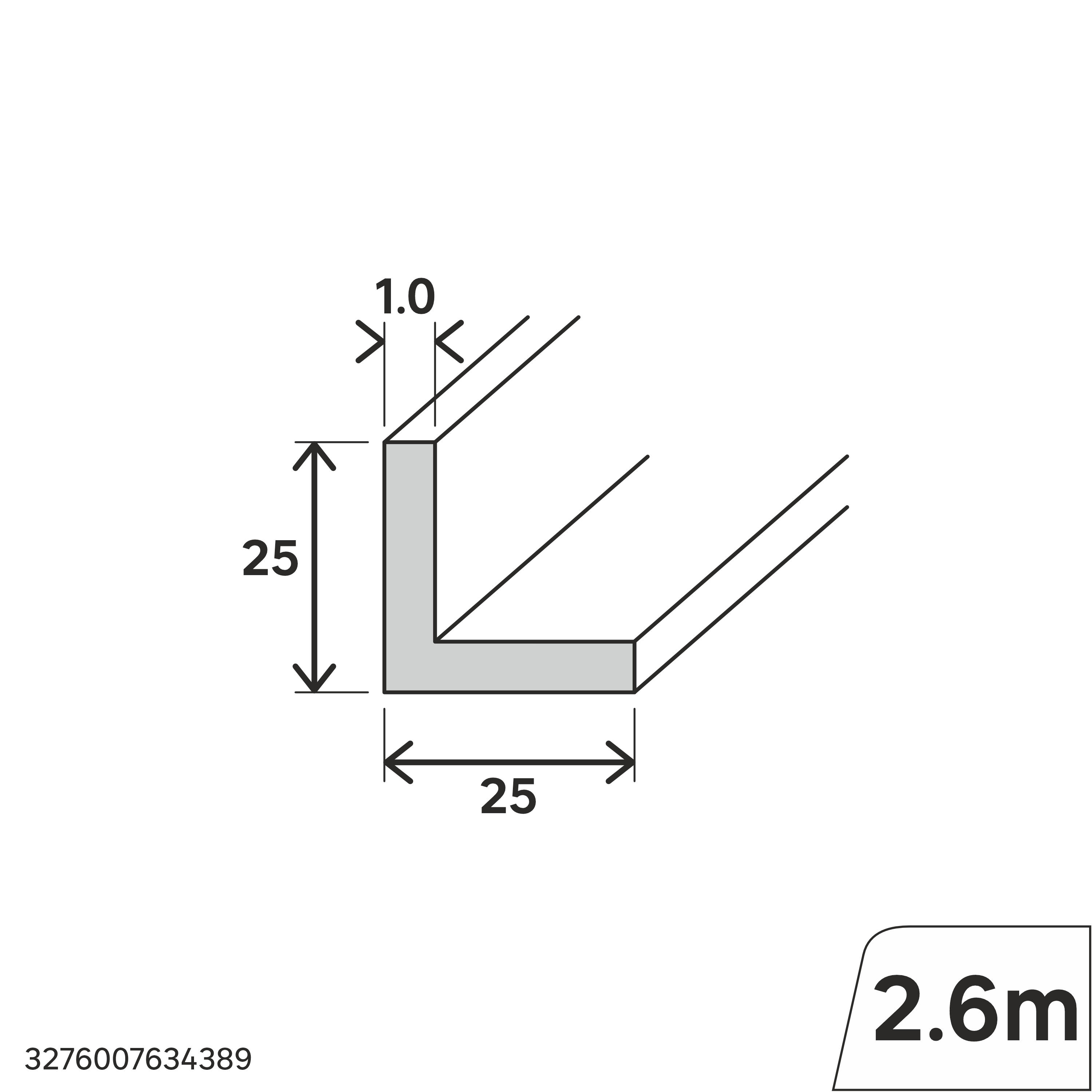 Profilo angolare simmetrico STANDERS in pvc bianco opaco L 2.6 m