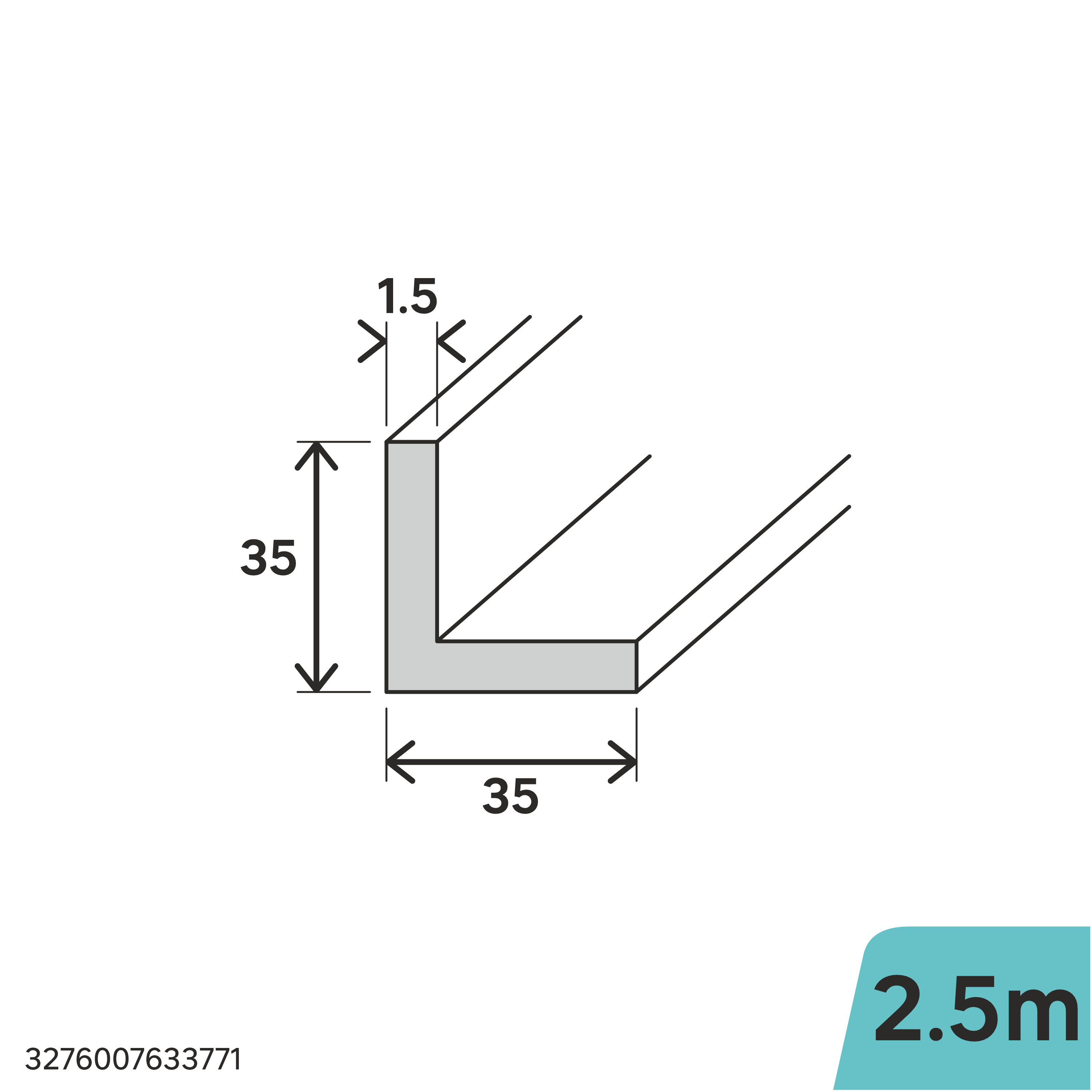 Profilo angolare simmetrico STANDERS in acciaio grigio opaco L 2.5 m 35x35  mm