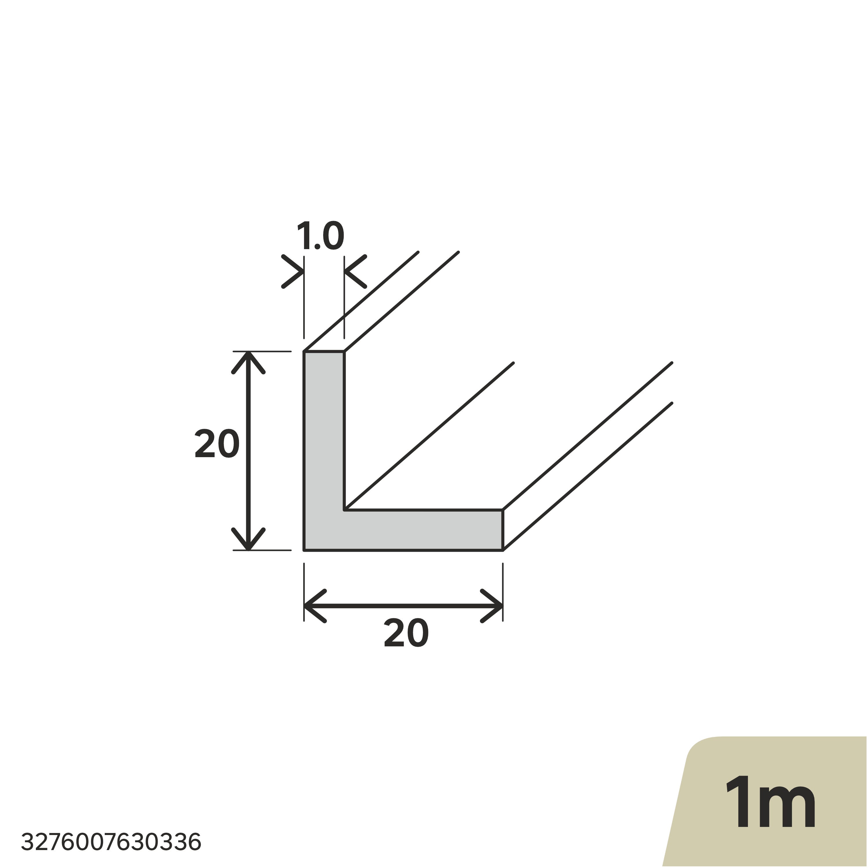 Profilo angolare in alluminio (barre 6 m), 30 x 30 x 3