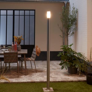 Lampione alto senza fonte luminosa da giardino Monza H225 cm, E27 in  alluminio, bianco 3xINSPIRE