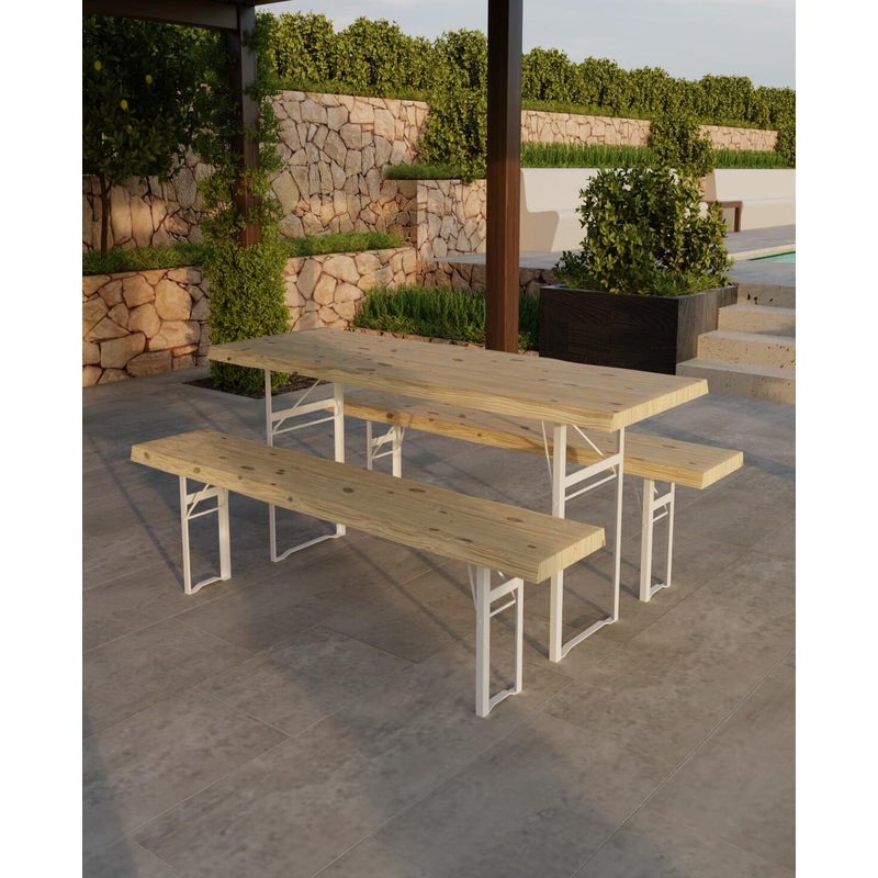 Tavolo da pranzo Space in legno grezzo naturale per 8 persone L 90 x L 200 cm