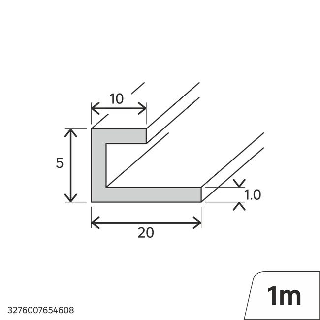 Profilo angolare quadrato 1m