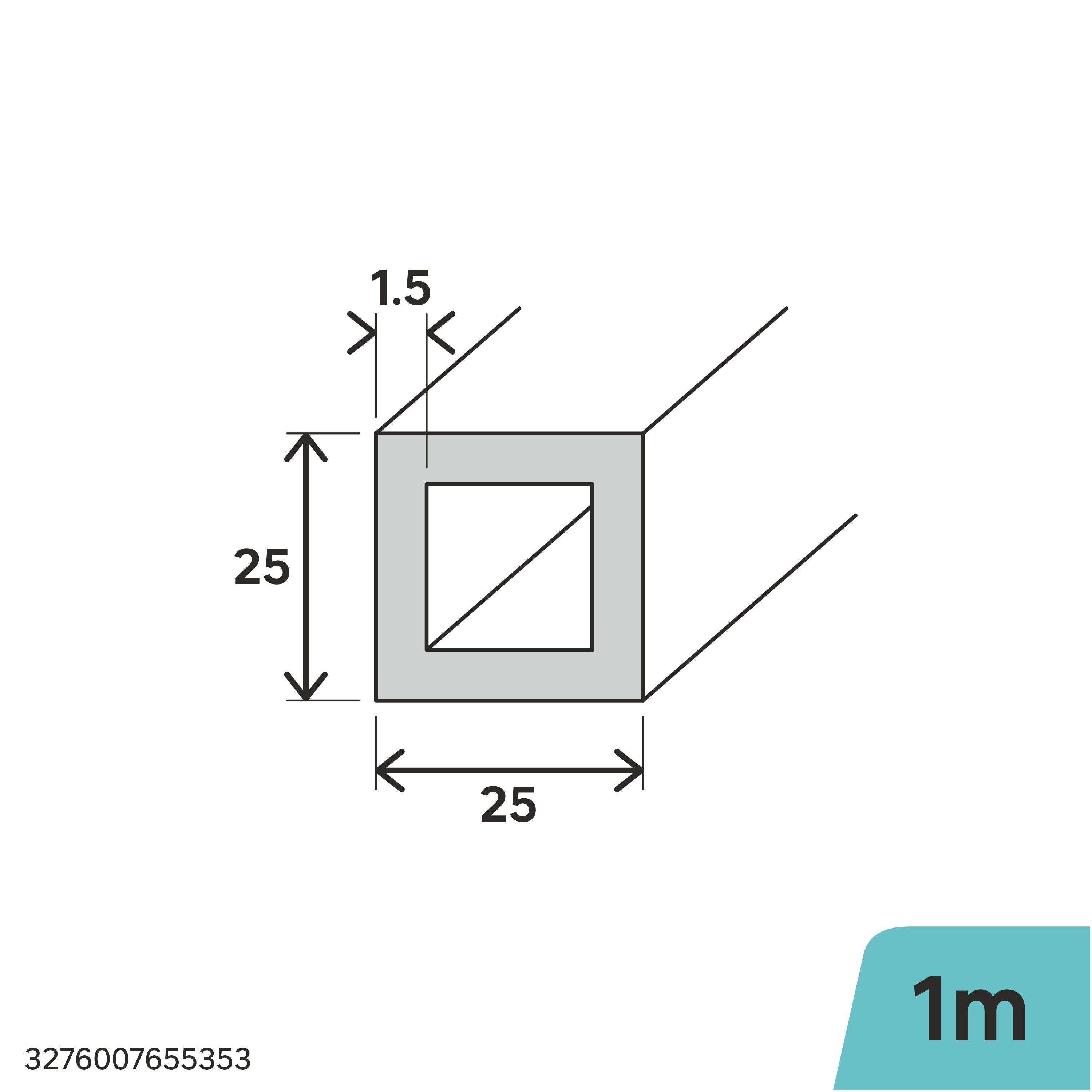 Profilo angolare quadrato 1m