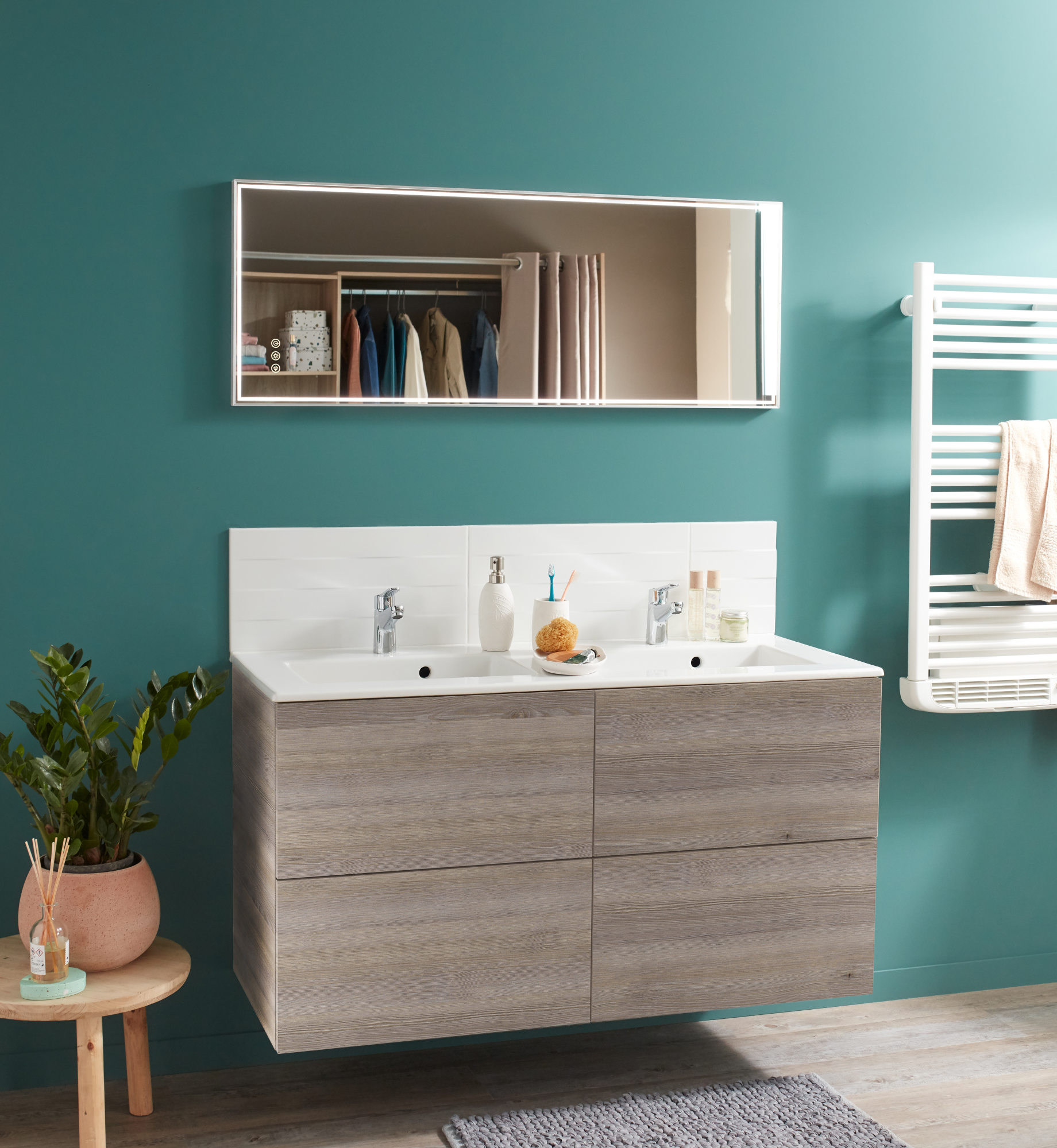 Mobile Sottolavabo Bagno Trendteam Geo 140x50x53 Cm – Rovere Artisan, 2 Cassetti + Anta, Certificato FSC, Modulare - 6