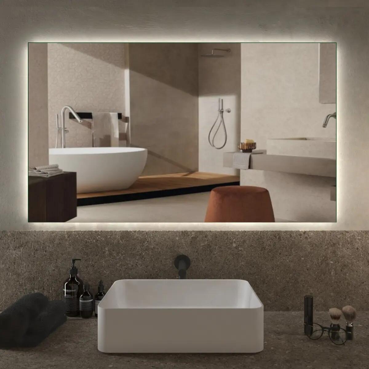 Specchio con illuminazione integrata bagno rettangolare L 120 x H