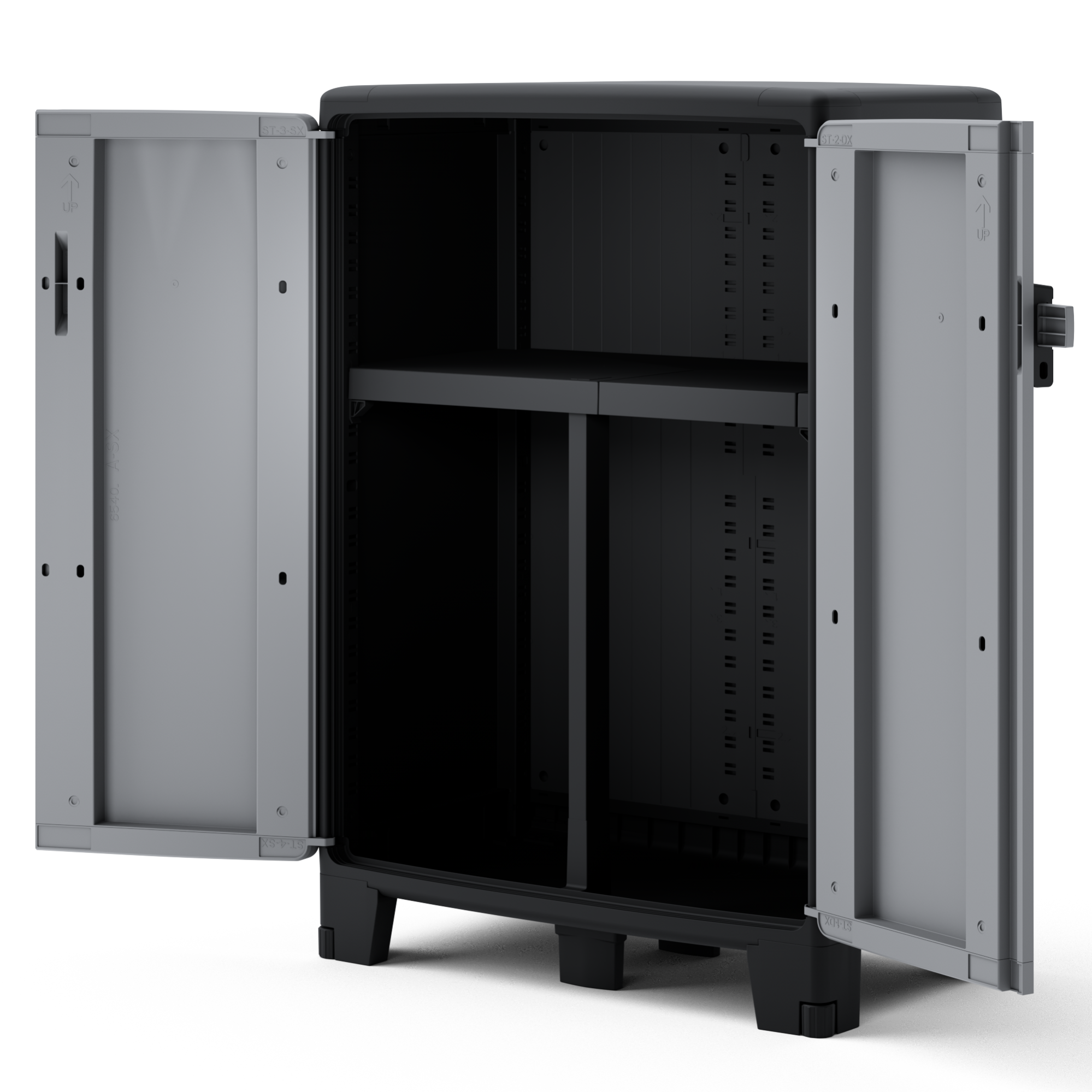 Armadio Basso Keter 68x39x90 Cm Grigio/Nero - 2 Ripiani Per Balcone, Garage - Foto 5