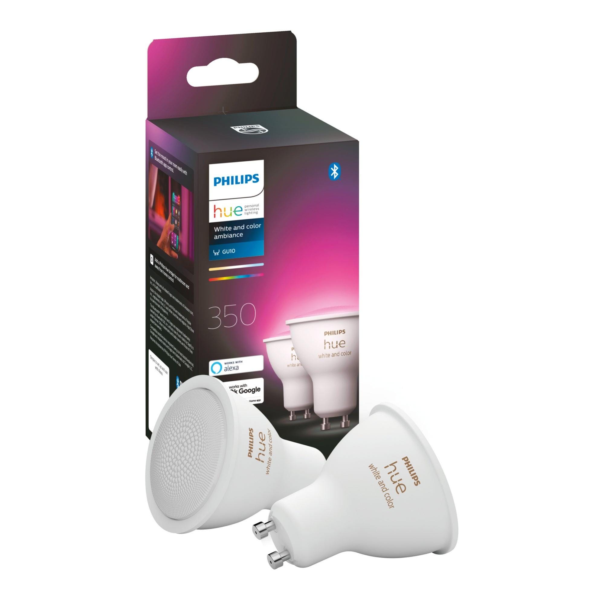 Set da 2 lampadine Hue White Ambiance, LED, goccia, trasparente