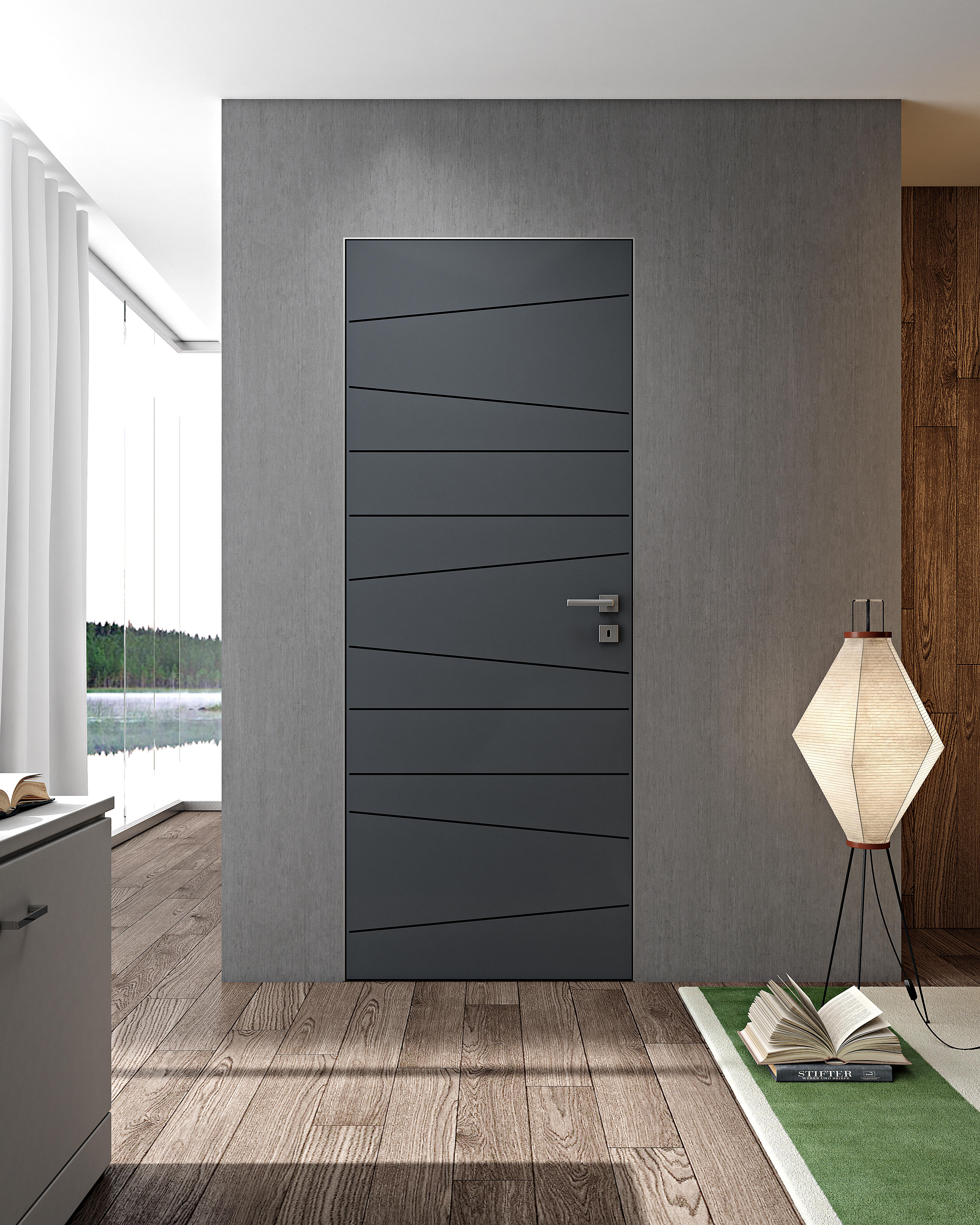 Porta Filomuro Battente Filomuro Riga2053 Ardesia L 70 X H 210 Cm Battente Sinistro Leroy Merlin