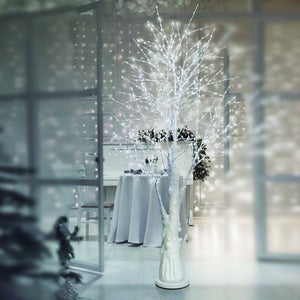 Albero luminoso Faggio tronco lungo rami a microled luce calda da interno  ed esterno / 210 cm / Nero