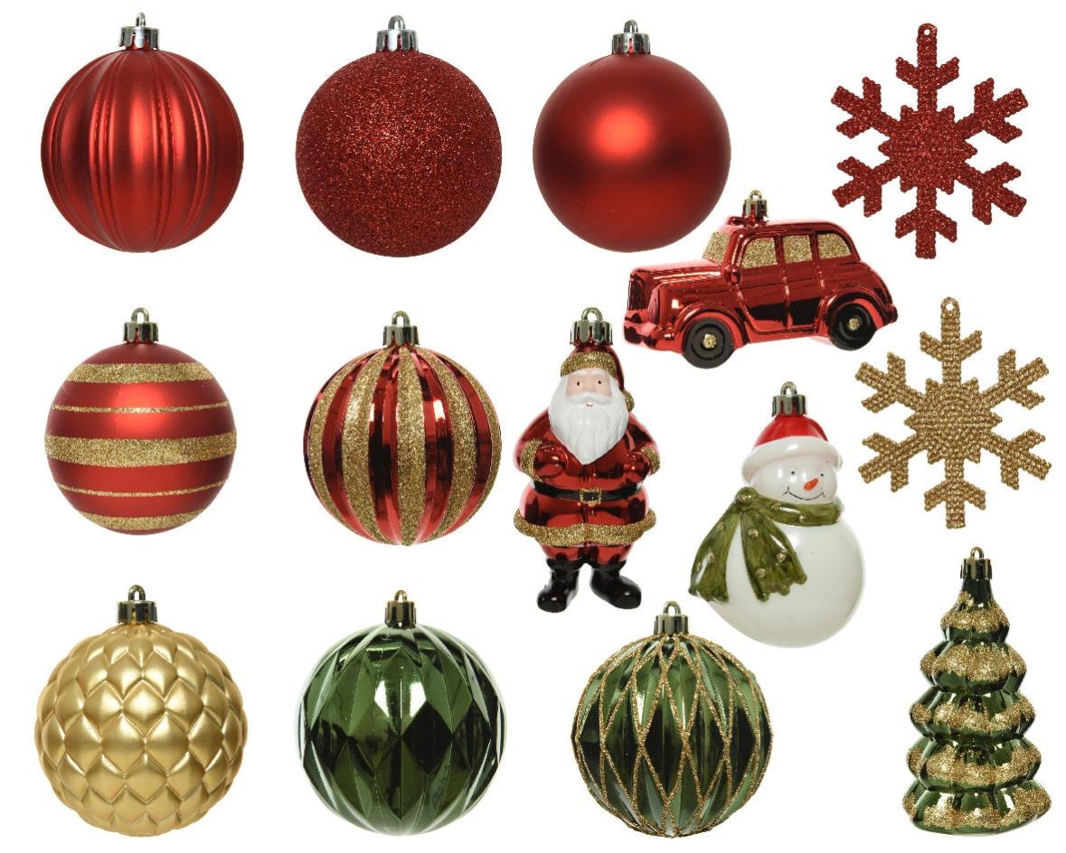 Decorazione per albero di natale mix di forme in plastica multicolore