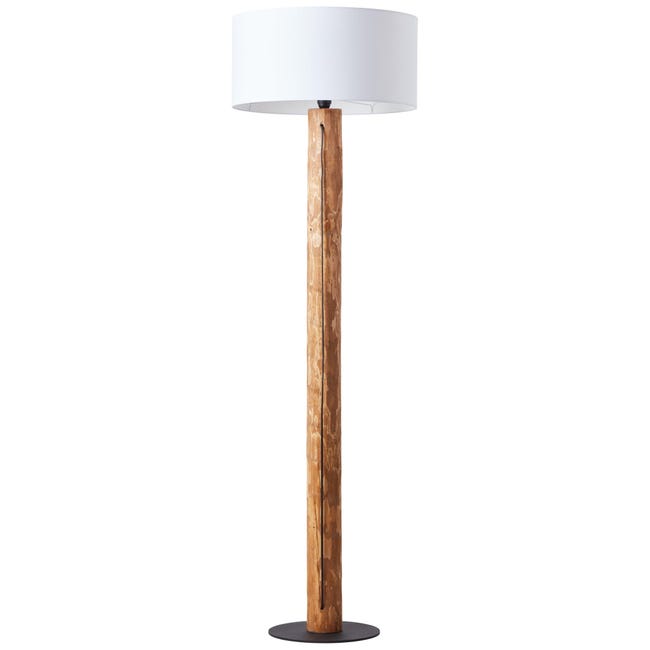Lampada da terra Jimena bianco/ legno, in legno, con paralume in tessuto, H  164 cm, BRILLIANT