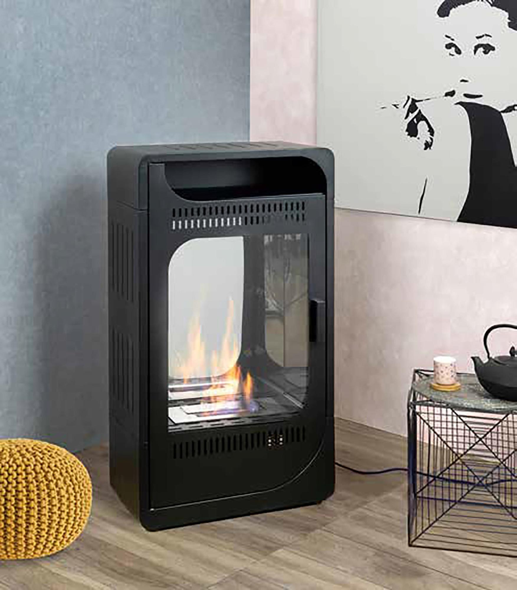 Stufa A Bioetanolo Fiammetta Ventilata 3,5kW Bordeaux - Riscaldamento Elegante Ed Efficiente Per Casa Tua