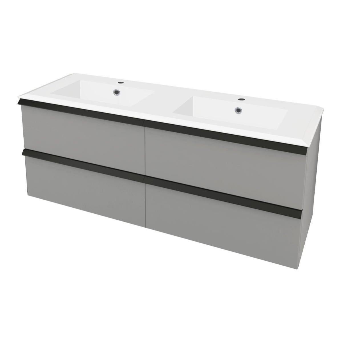 Mendler Mobile Sottolavabo HWC-A85 In Bambù E MDF – Colore Grigio, 60x60x30cm, Con Ante E Spazio Interno