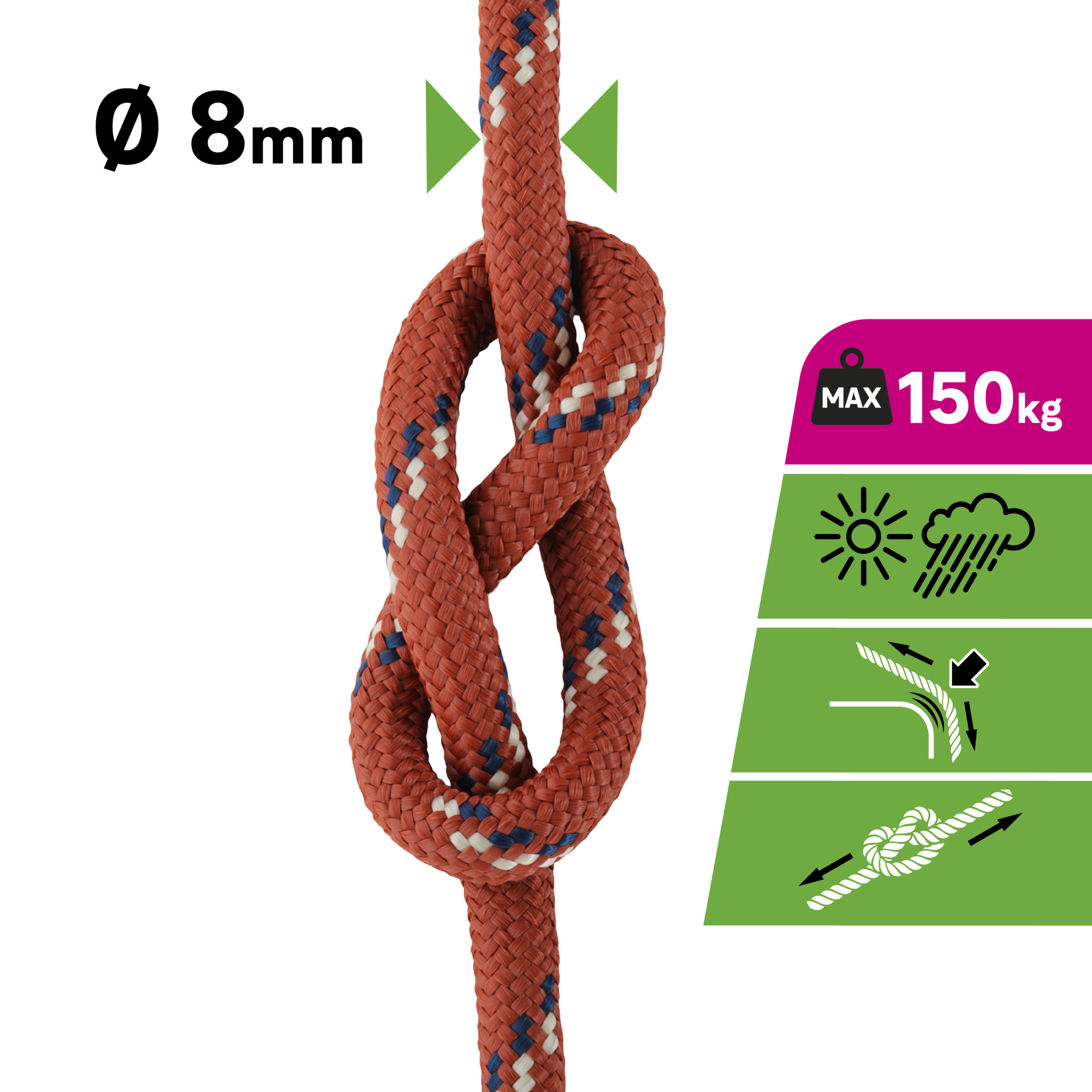 Corda in PP Rosso e Nero 3 mm / lunghezza 30 m