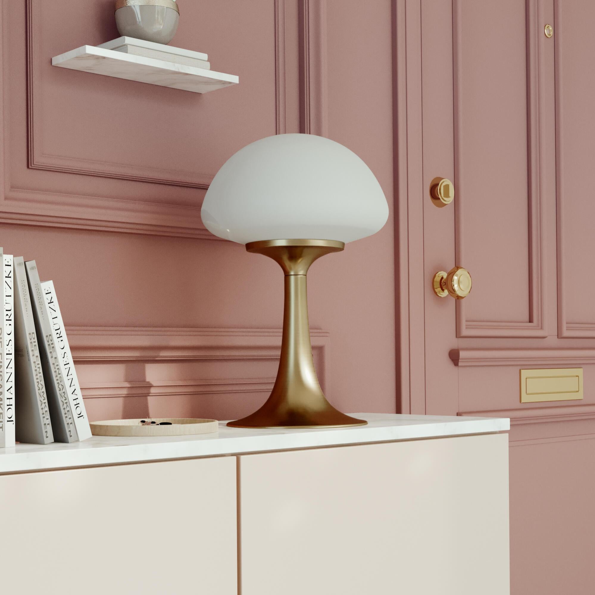 Lampada Touch Dimmerabile In Vetro Bianco Con USB-A E USB-C – Per Comodino, Scrivania E Soggiorno
