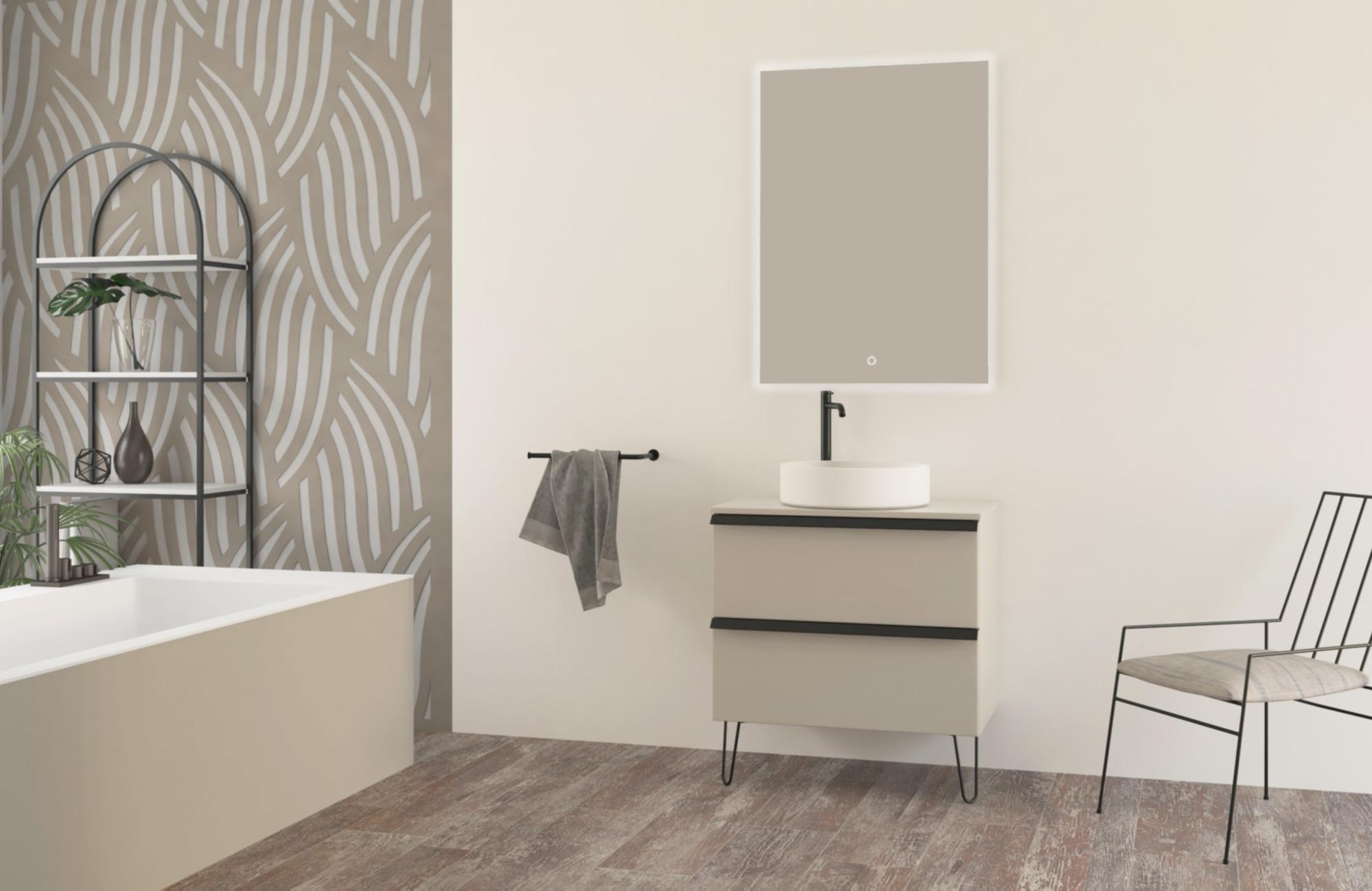 Set di mobile sottolavabo e lavabo cotone L 71 x P 46 H 75 cm | Leroy