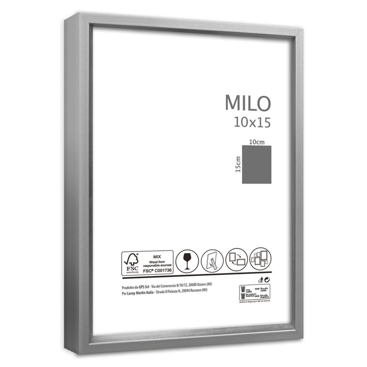 Clayre & Eef Cornice per foto 10x15 cm Color argento Plastica