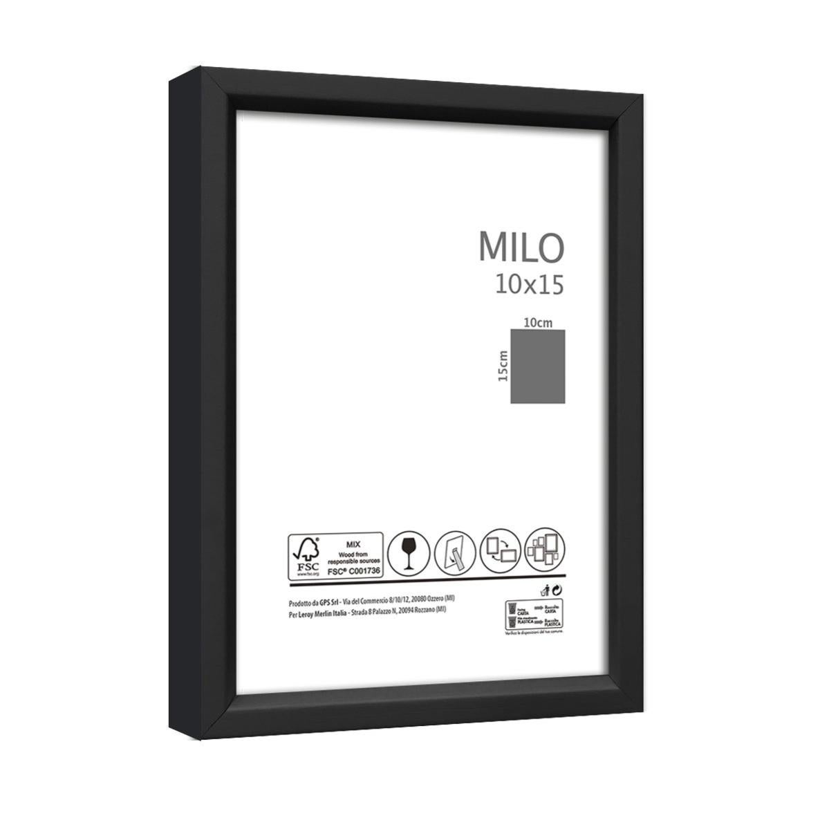 Cornice Portafoto In Legno Nero Zep V32465, 17x10 Cm E 10x15 Cm, Per Tavolo O Parete