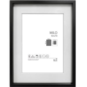 Cornice con passe-partout Milo 2, nero 24x30 cm per immagini 24x30