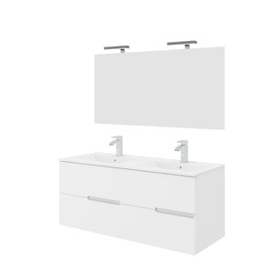 Mobile Bagno Sospeso 120 cm White con Specchio Led Switch Lisbona - Spazio