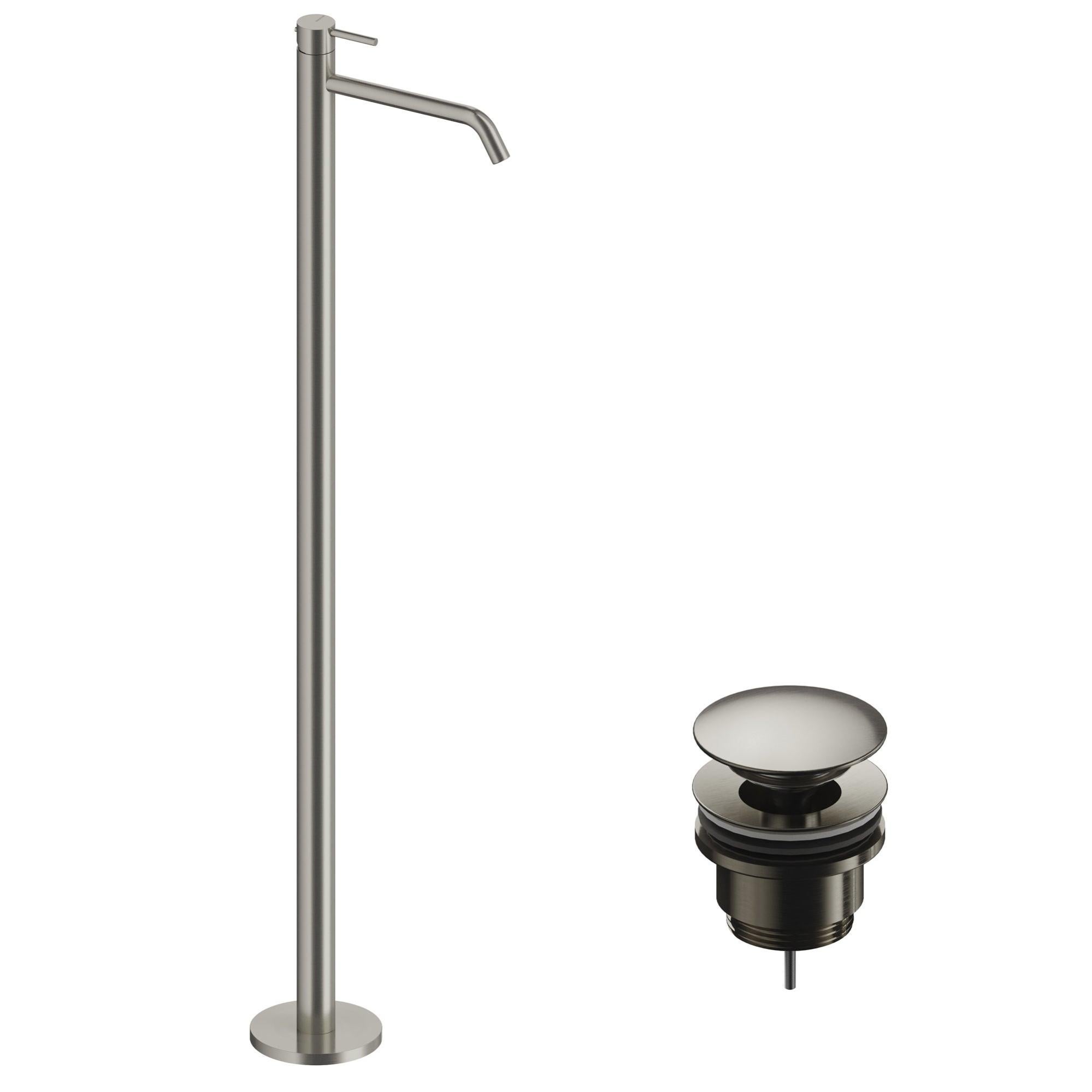 BWE Cascata Bagno Rubinetto In Vetro Nichel Spazzolato Beccuccio Vasca Da Bagno Lavandino Rubinetti con Linee di Alimentazione Singola Maniglia Singola Foro Moderno Vanity Bagno Miscelatore Rubinetto