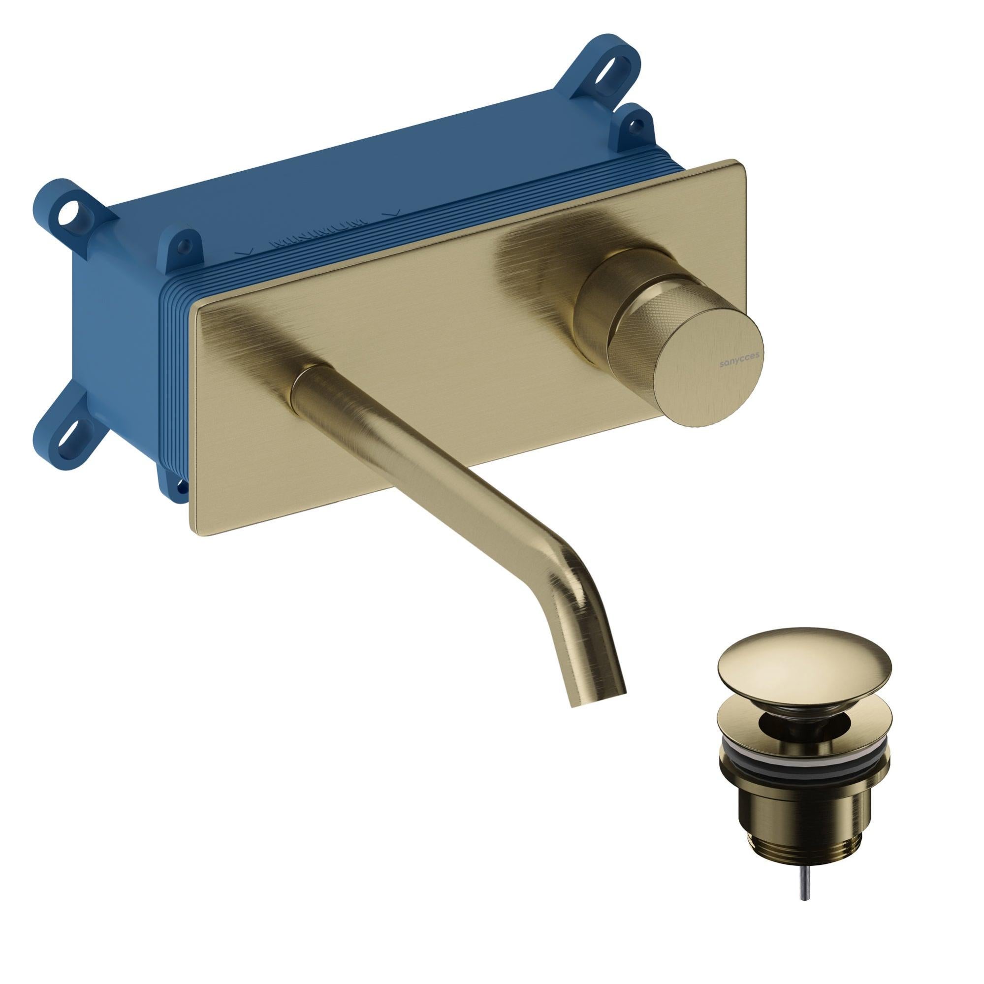 Rubinetto per lavabo LOOPK MISC.LAV.PARETE 18 + PIL + PLAC BG dorato ...