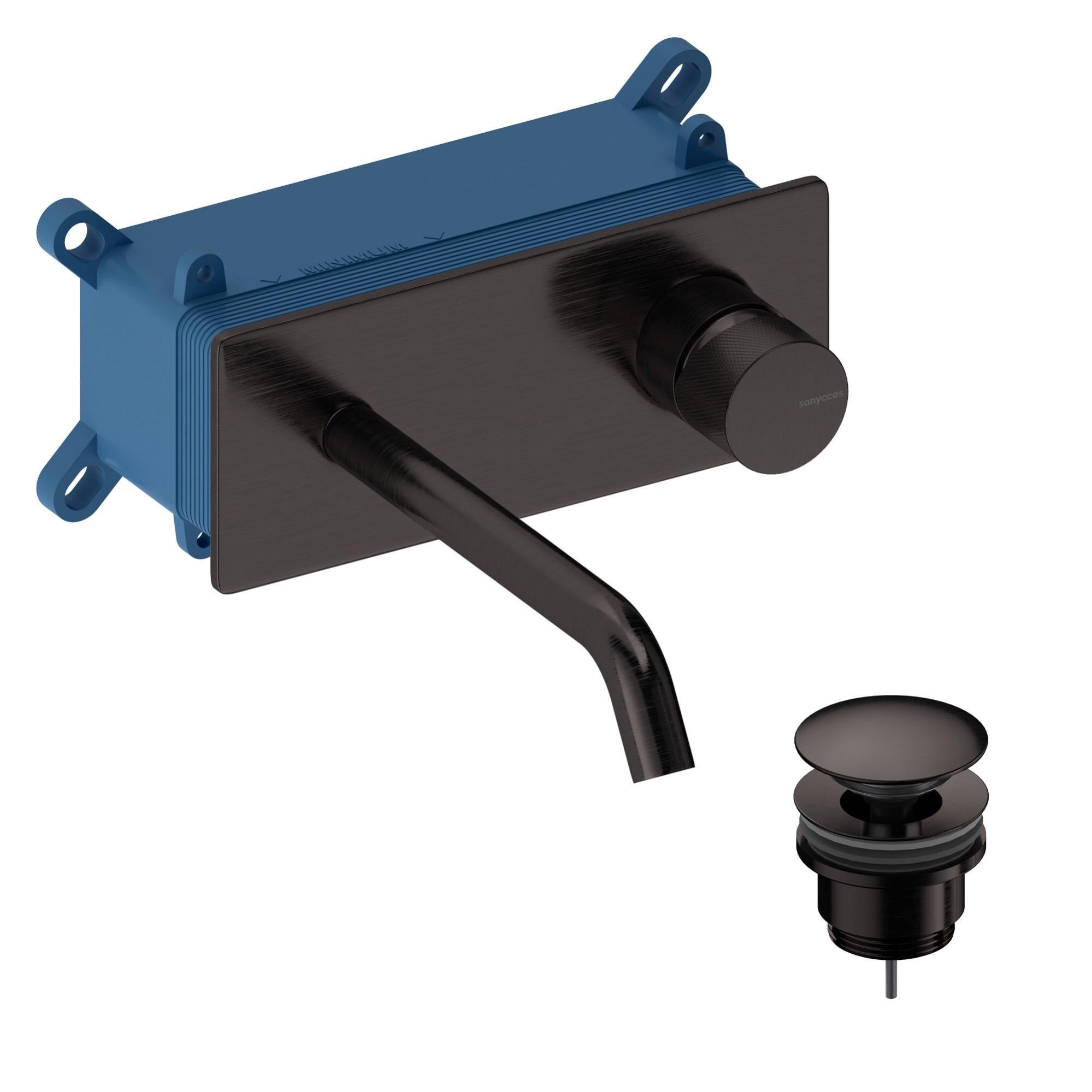 Rubinetto per lavabo LOOPK MISC.LAV.PARETE 18 + PIL + PLAC MG nero ...