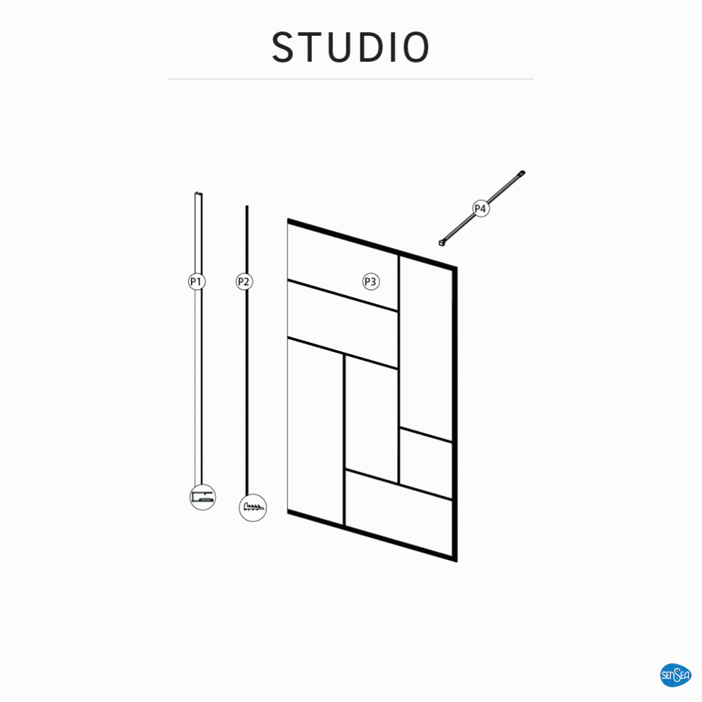 Doccia walk in Studio L 120, H 200 cm, vetro 8 mm trasparente nero ...