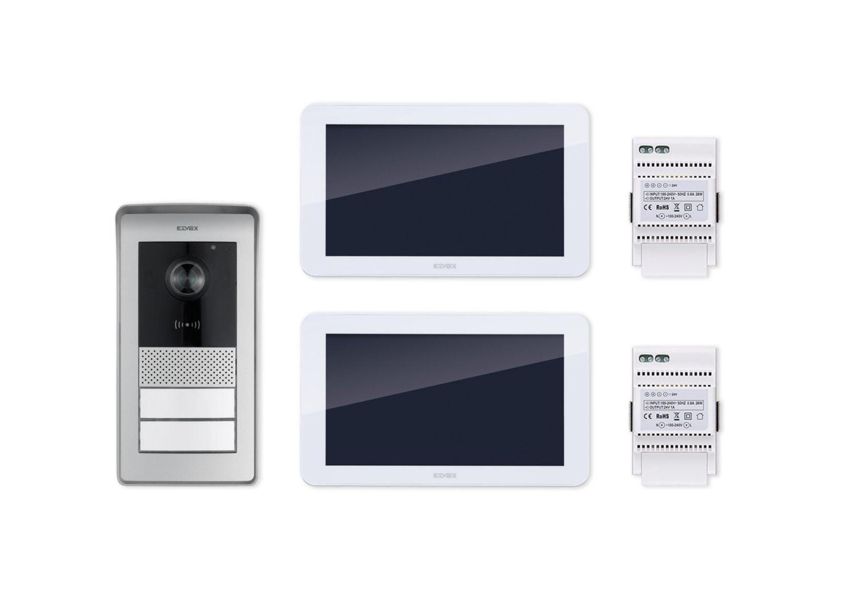 Vimar Kit Videocitofono Bifamiliare - 2 Monitor Touch, Targa 2 Pulsanti, Alimentatori Inclusi - Foto 2