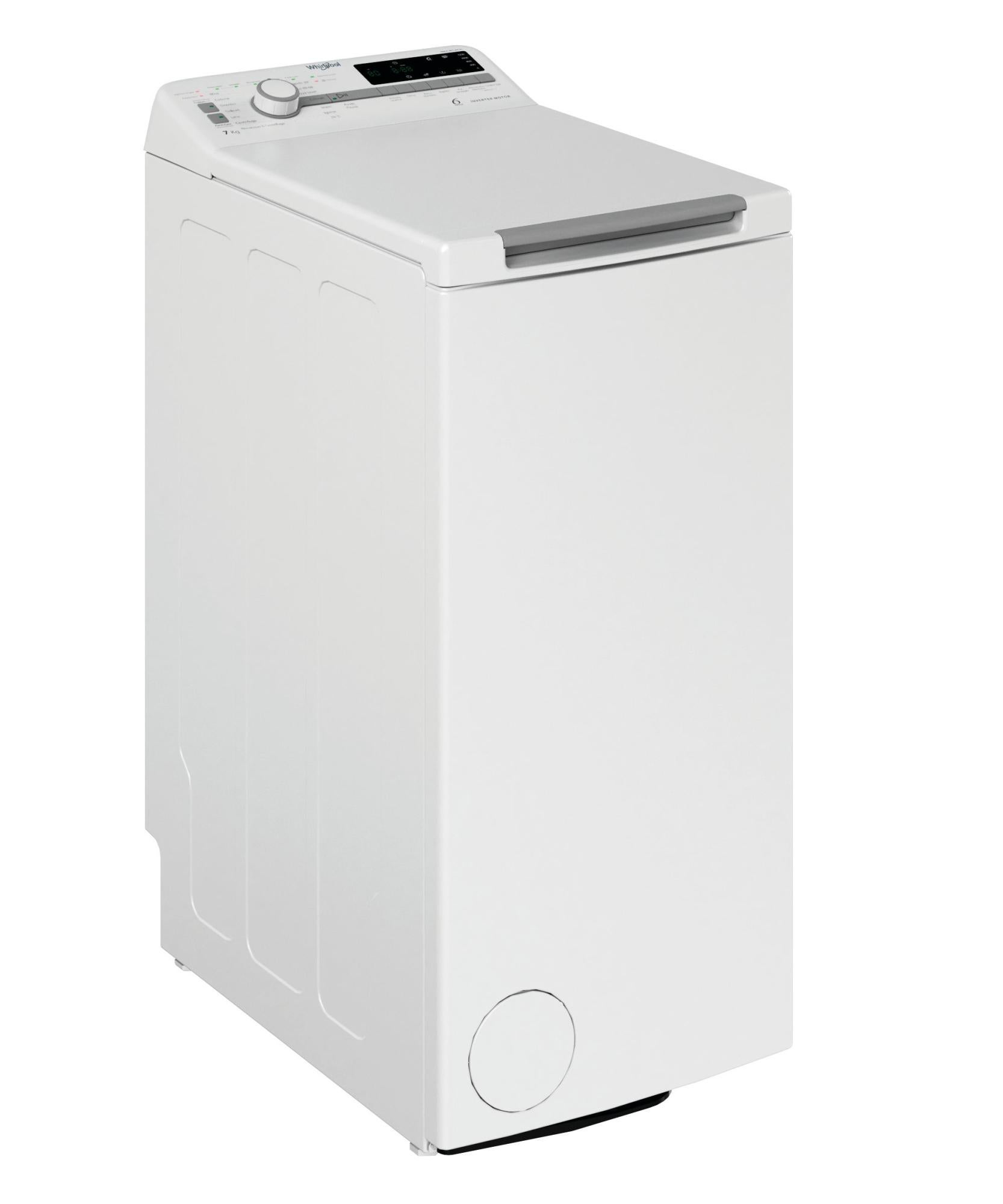 Lavatrice Whirlpool TDLR 7251BS IT, Carica Dall'alto, 7 Kg, 1200 Giri, Slim, Bianca, Classe B, 14 Programmi