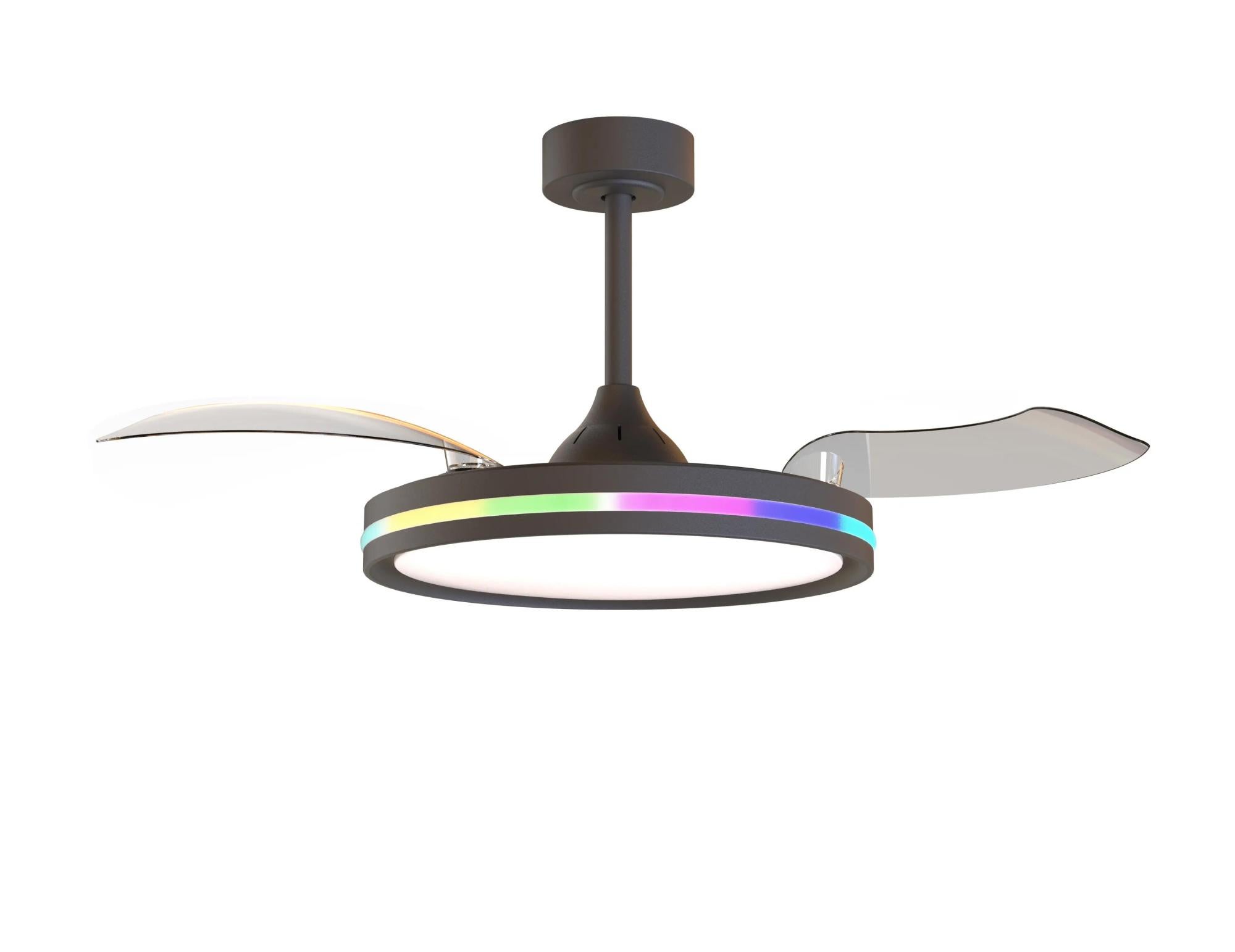Ventilatore da soffitto con pale con luce inclusa Grecale, nero, D. 50