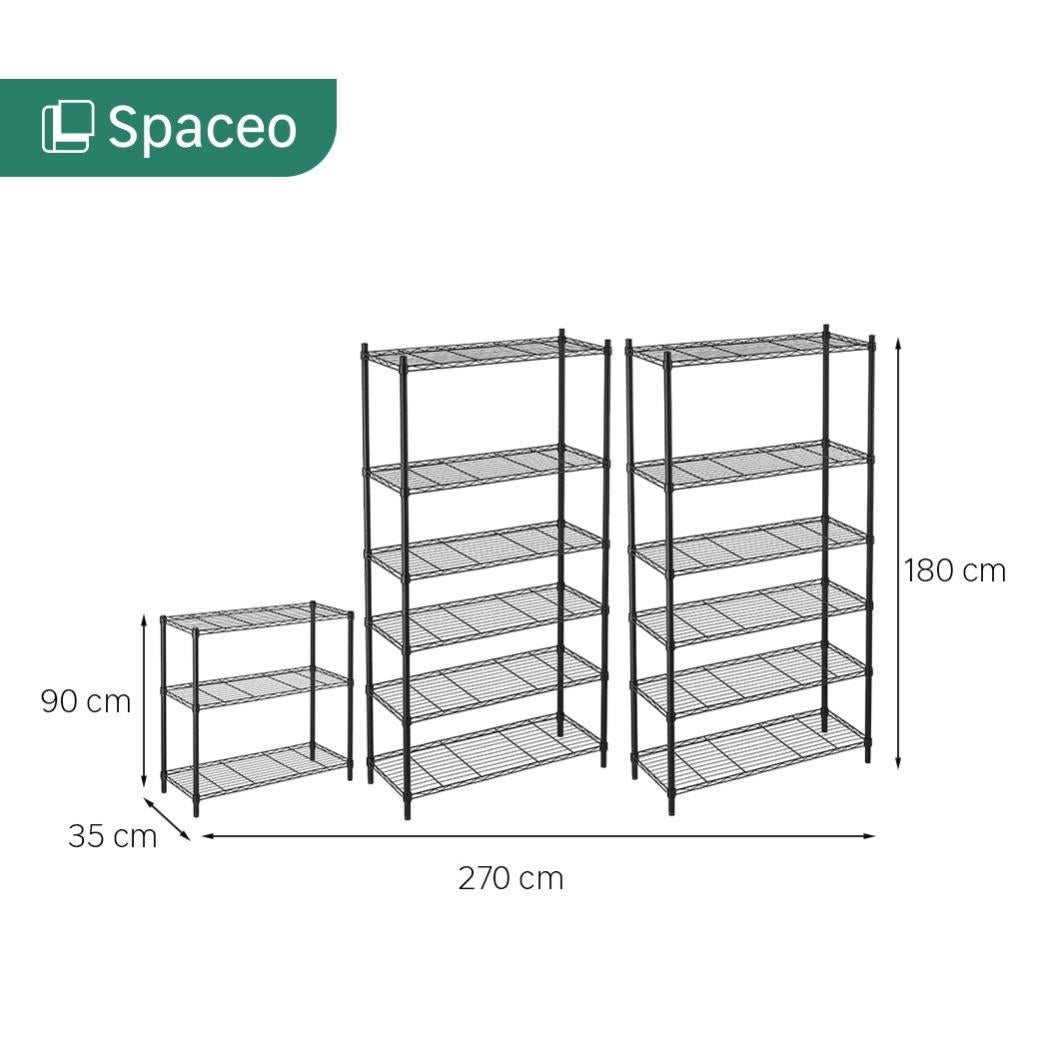 Scaffale Metallo Cromato 5 Ripiani: 60x35x180 Cm, Portata 375 Kg, Ripiani Regolabili, Senza Attrezzi - 2