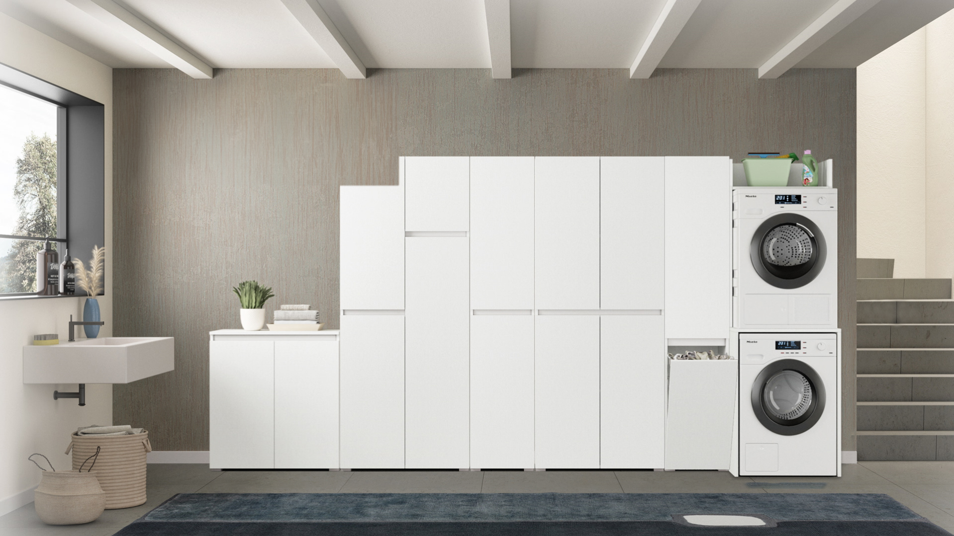 Mobile lavanderia bianco L 240 x P 58 x H 195 cm | Leroy Merlin