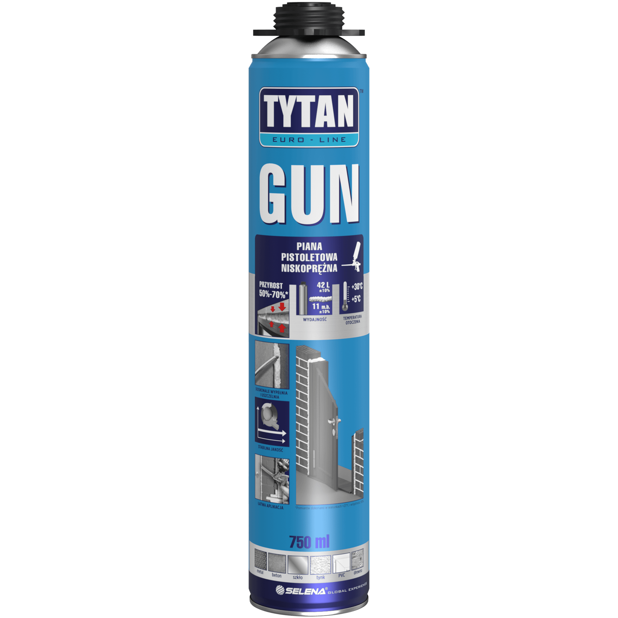 Piana Montażowa GUN EURO-LINE Pistoletowa 750ml TYTAN - Leroy Merlin