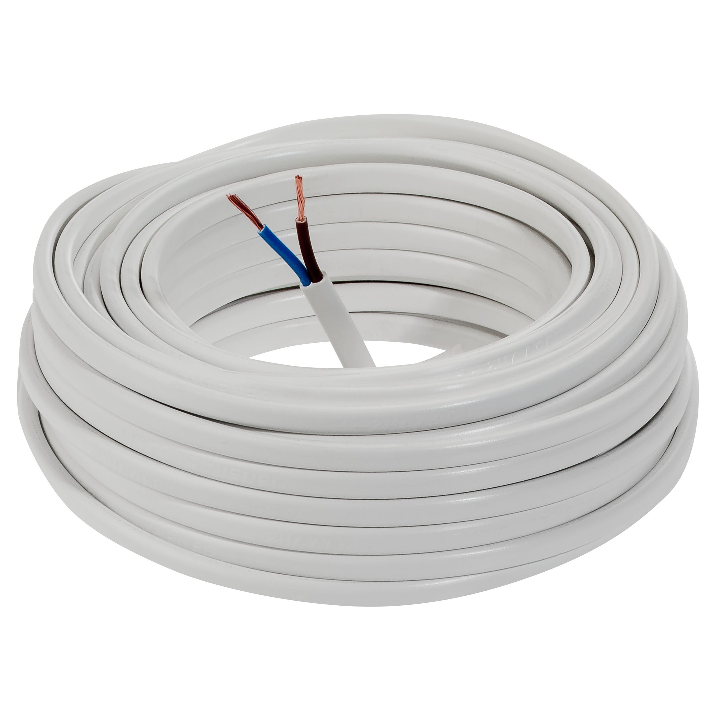 Kabel zasilający H03VVH2F 2 x 0,75 mm2 25 m biały