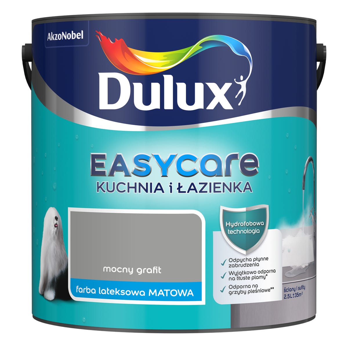Фото - Фарба / емаль Dulux Farba  Easycare kuchnia i łazienka Mocny grafit 2.5 l 