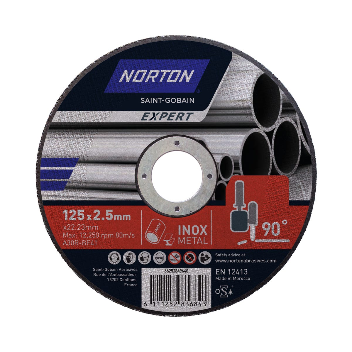 Фото - Стрічка / шліфувальний круг Norton Tarcza tnąca do stali 41 ciągła 125 x 2.5 x 22.23 mm 