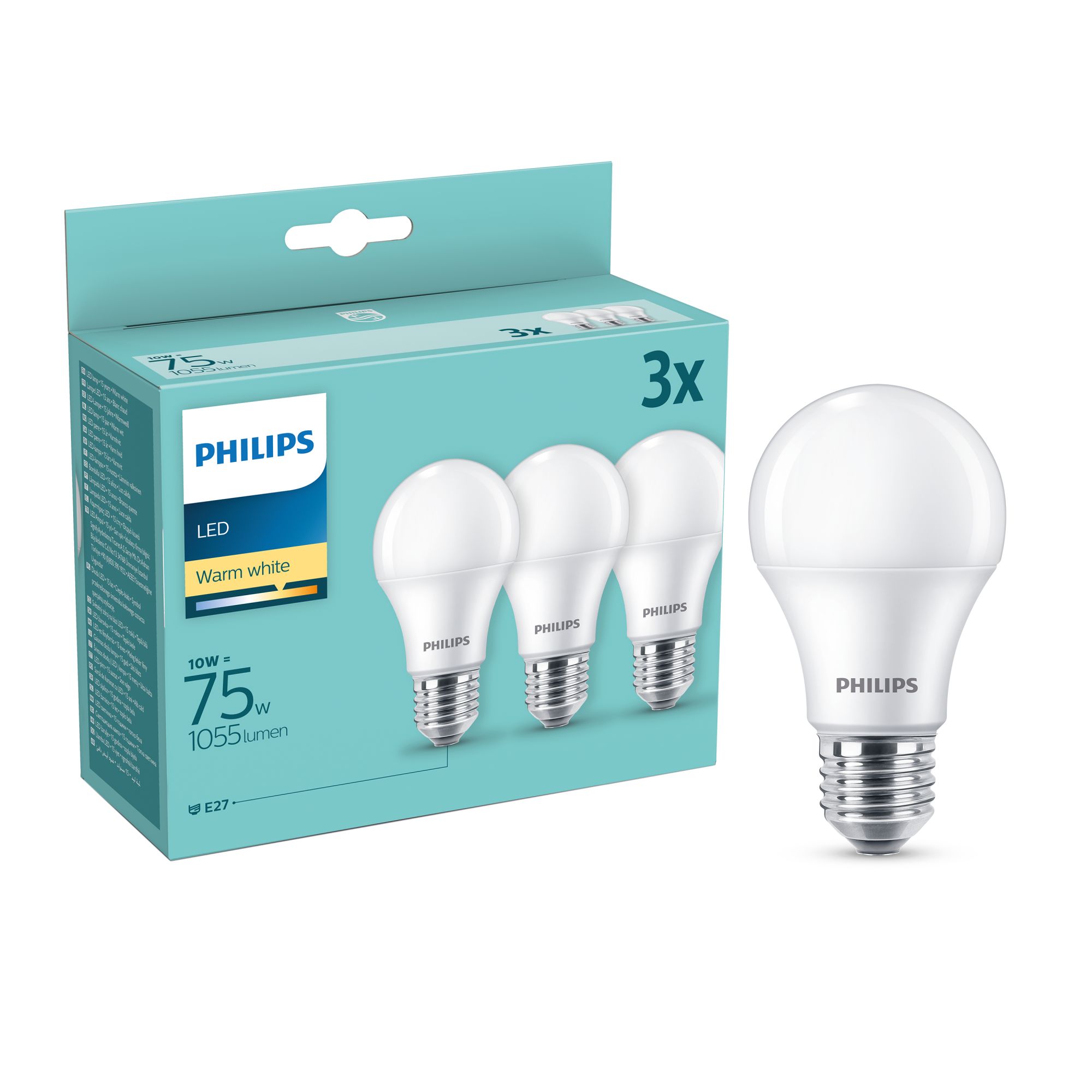 ar wka LED E27 3 szt. 10 W 75 W 1055 lm Ciep a PHILIPS Leroy