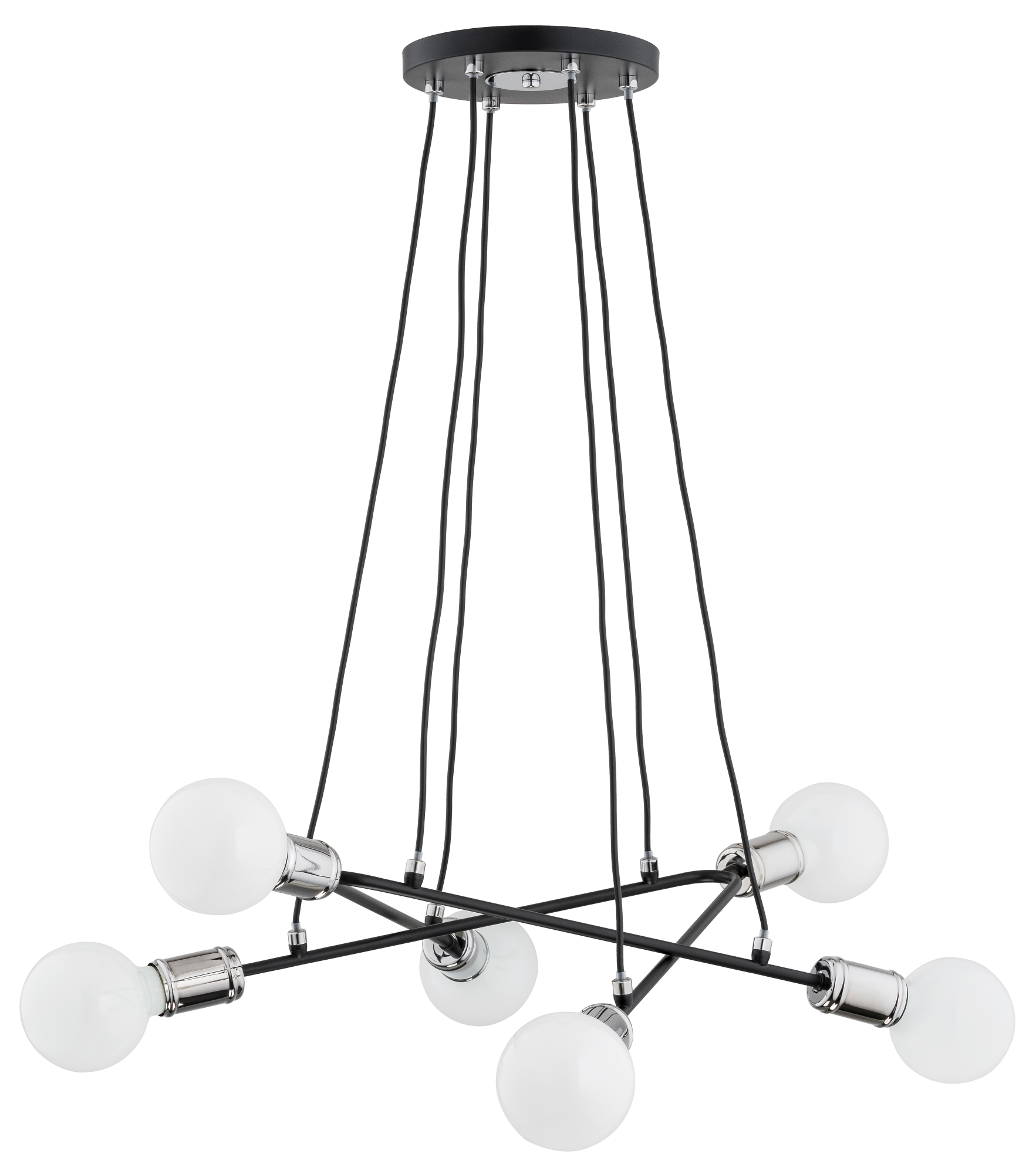 Lampa wisząca Vivia czarno-srebrna 6 x E27 Alfa