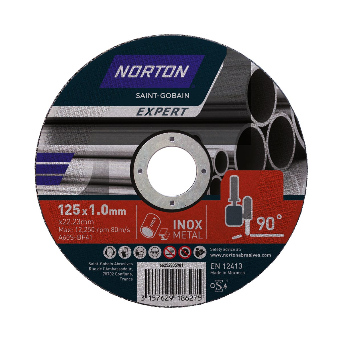 Фото - Стрічка / шліфувальний круг Norton Tarcza tnąca do stali 41 ciągła 125 x 1.0 x 22.23 mm 
