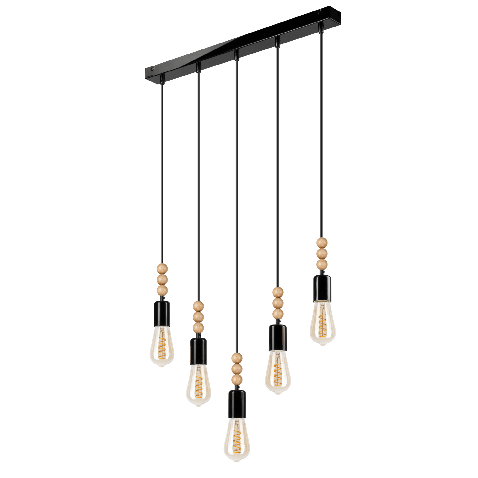 Lampa wisząca Simon czarna 5 x E27 Lamkur