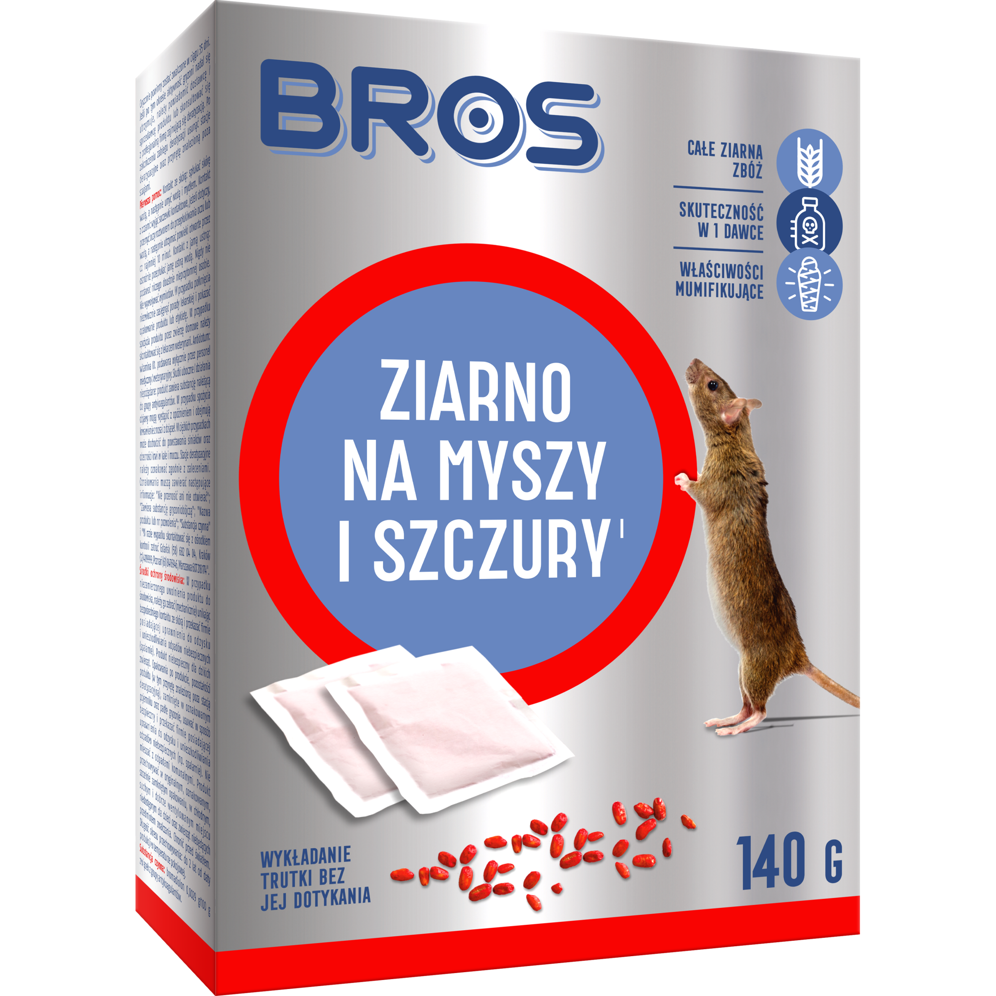 Środek na myszy i szczury ziarno 140g Bros