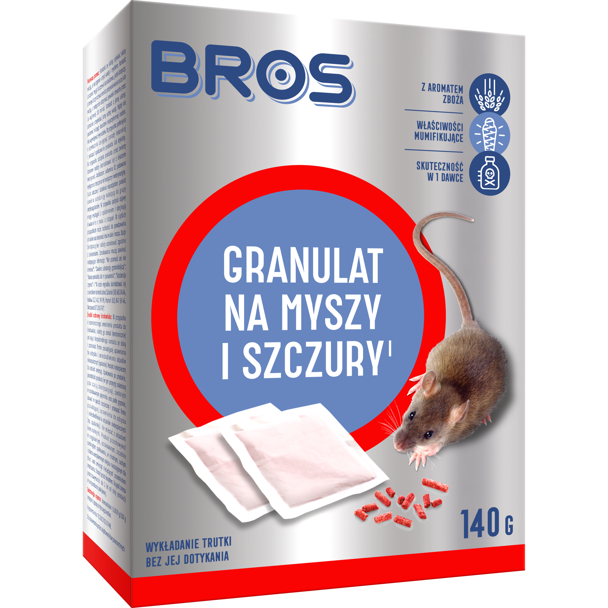 Środek na myszy i szczury granulat 140g Bros