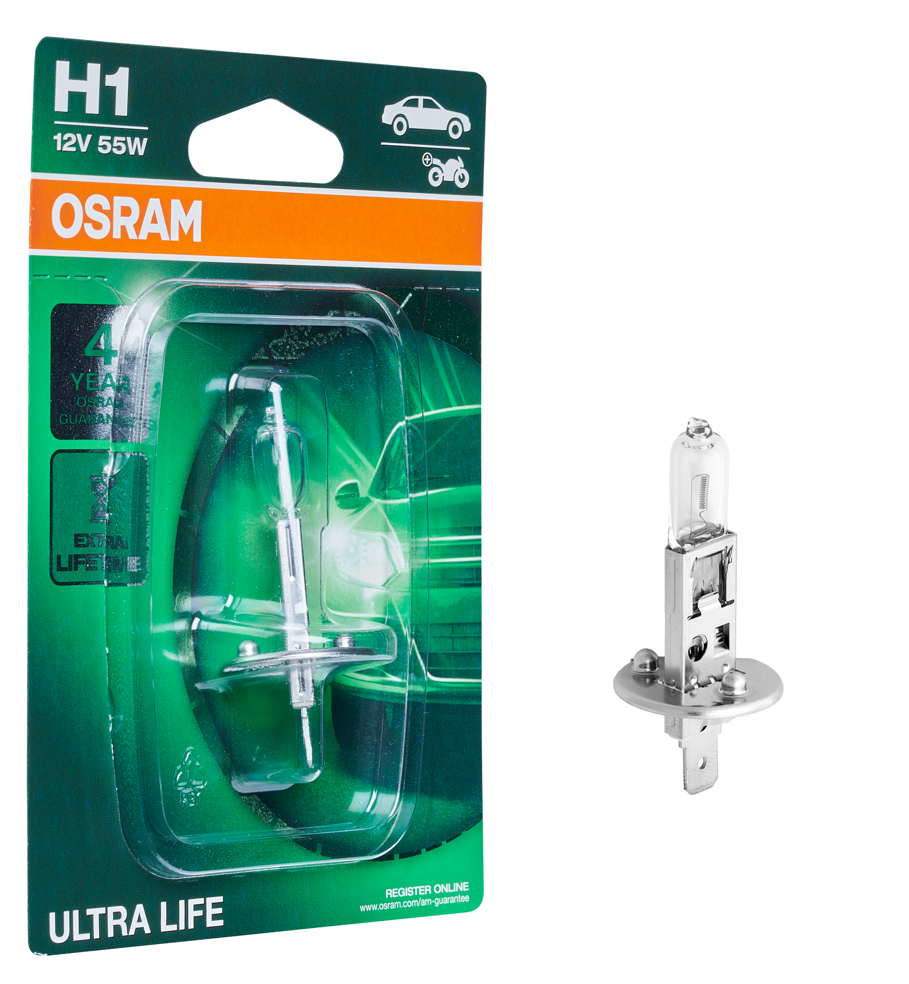 Żarówka samochodowa Ultra Life H1 12 V 55 W Osram